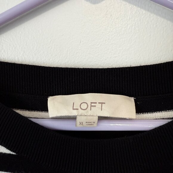 Striped Black & White Knit Dress Long Sleeves Loft Brand Womens XL - Picture 3 of 7